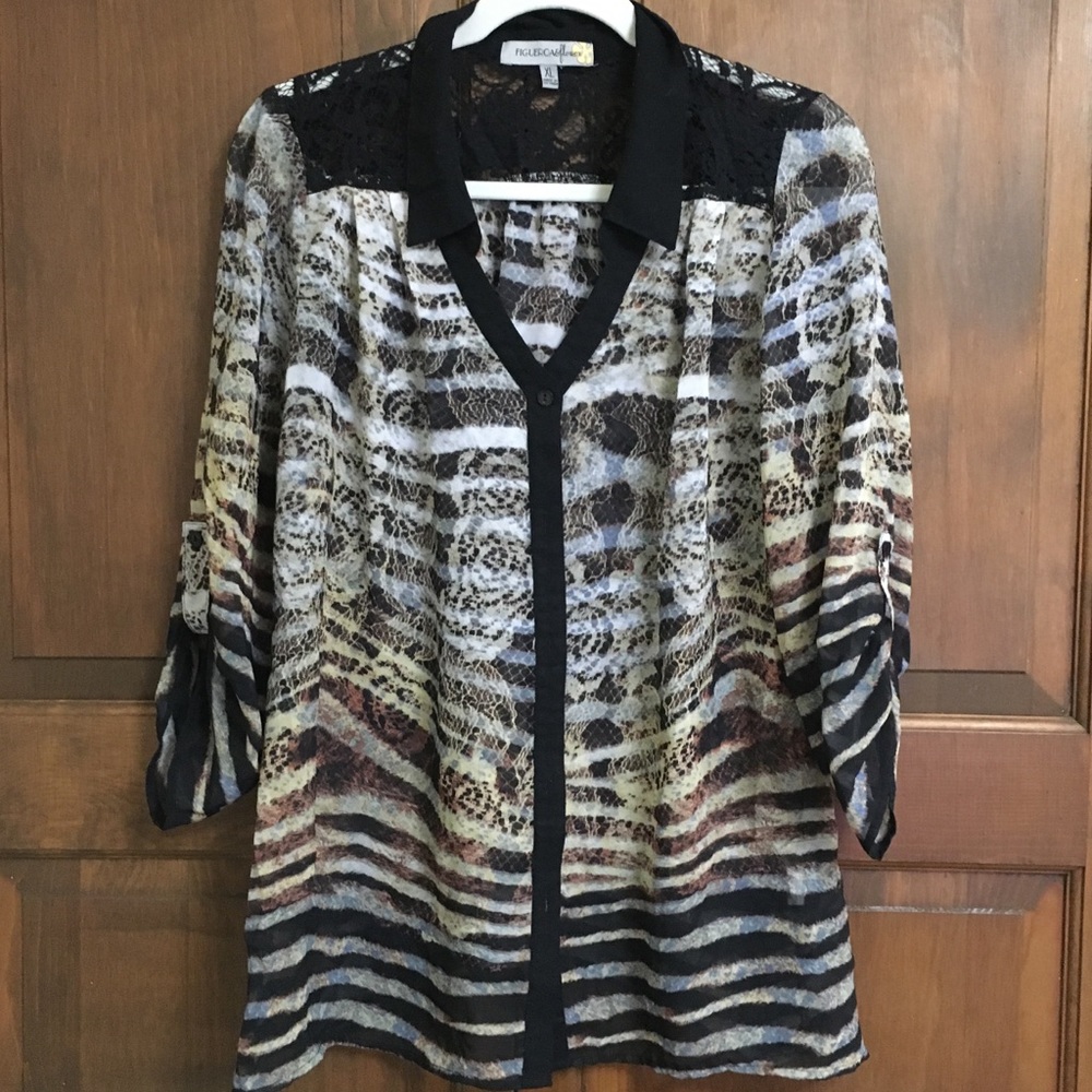 Figuerca & flower Animal Print Blouse